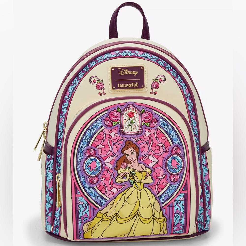 Loungefly Disney Beauty and the Beast Belle Stained Glass Portrait Mini Backpack
